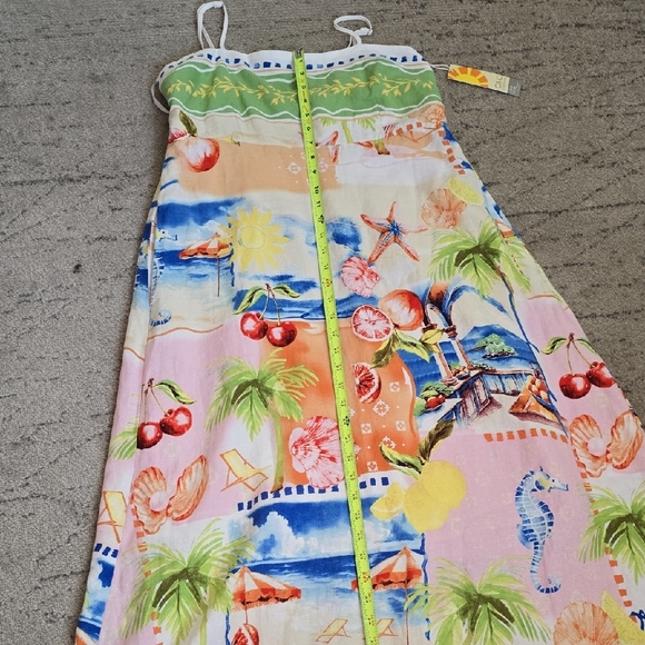 C&C California White Dress with Blue and Green Beach Patterns, XL, NWT - Picture 13 of 16